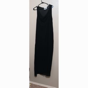 Philip Lim Black Drape Neck Silk Maxi Gown Dress Lined